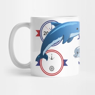 funny dolphin family Mug